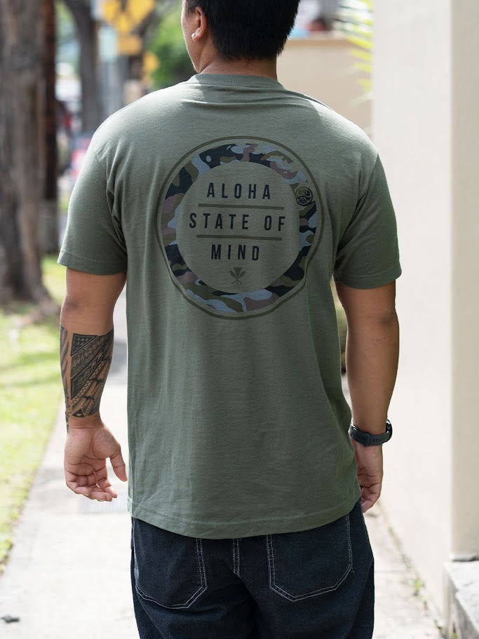 HIC ALOHA STATE OF MIND BIG BRADDAH TEE - MIL GREEN