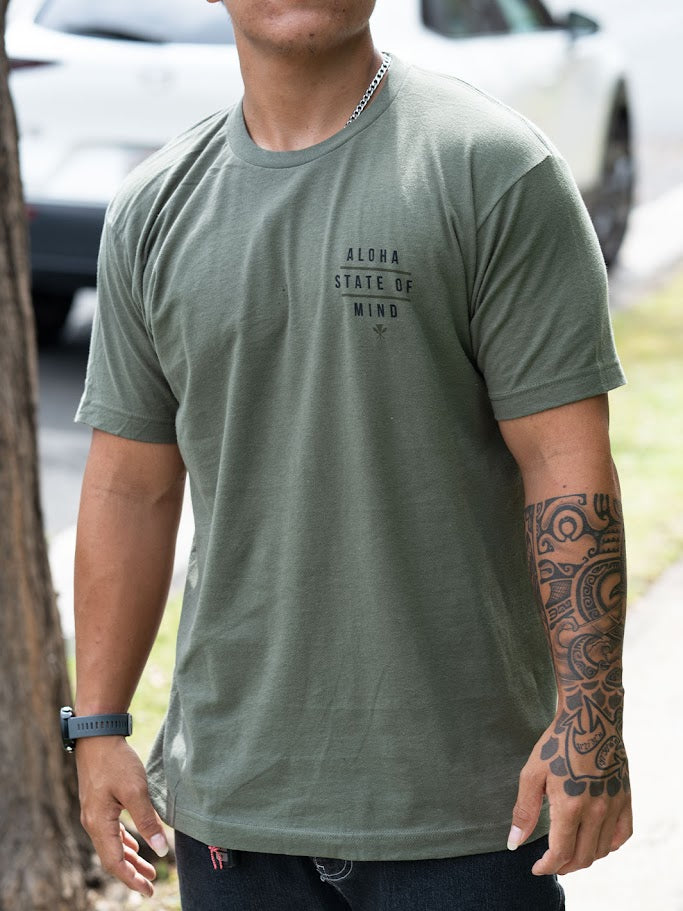 HIC ALOHA STATE OF MIND BIG BRADDAH TEE - MIL GREEN