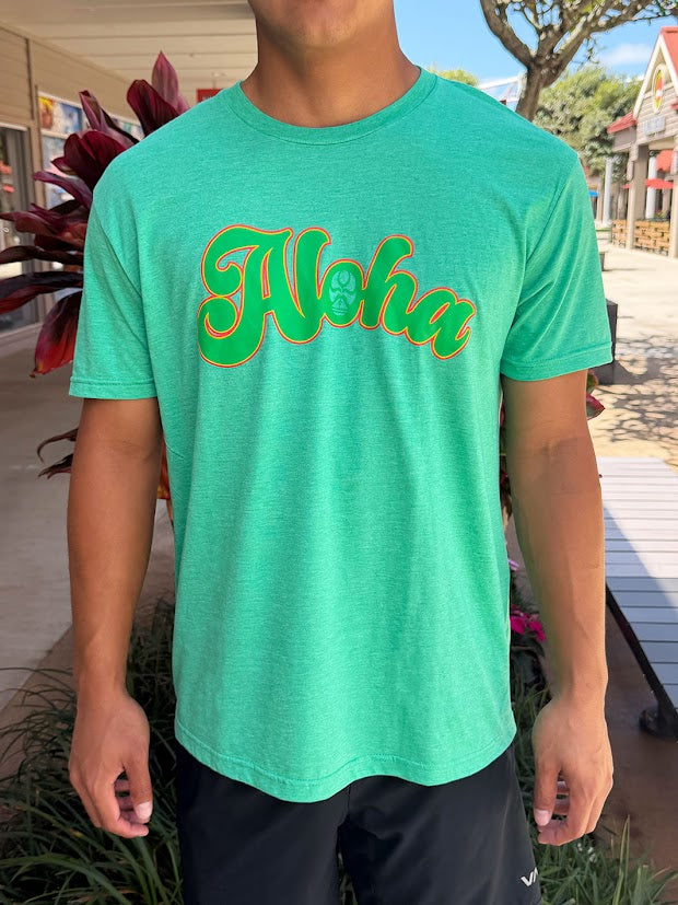 HIC ALOHA SCRIBE TEE - HEATHER GREEN