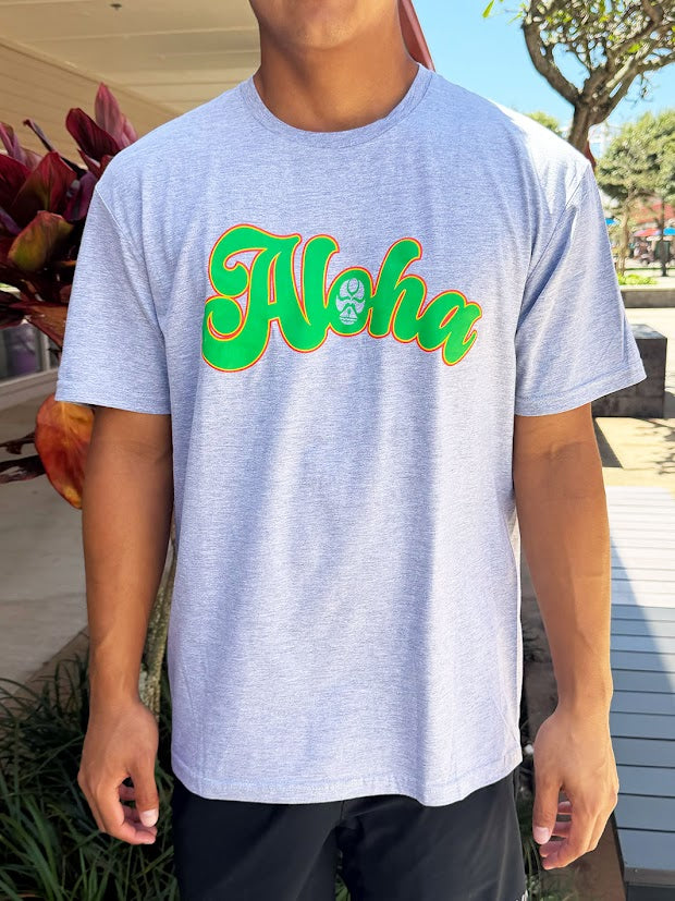 HIC ALOHA SCRIBE BIG BRADDAH TEE - SPORT GREY