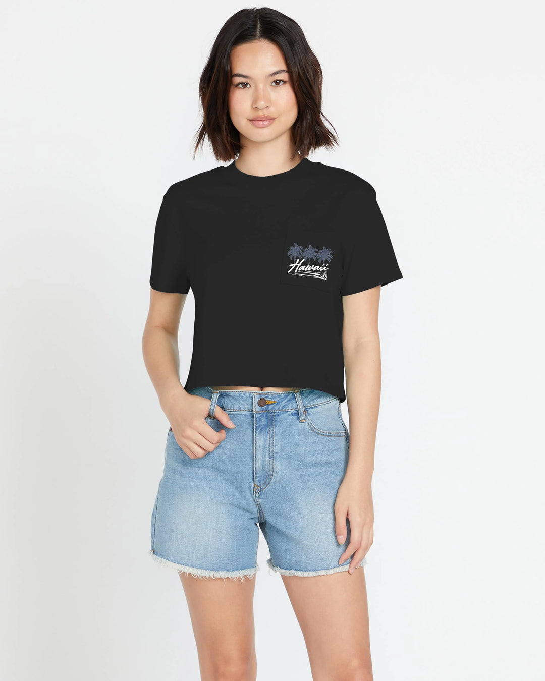 VOLCOM VOL ISLAND POCKET WOMENS TEE - BLACK