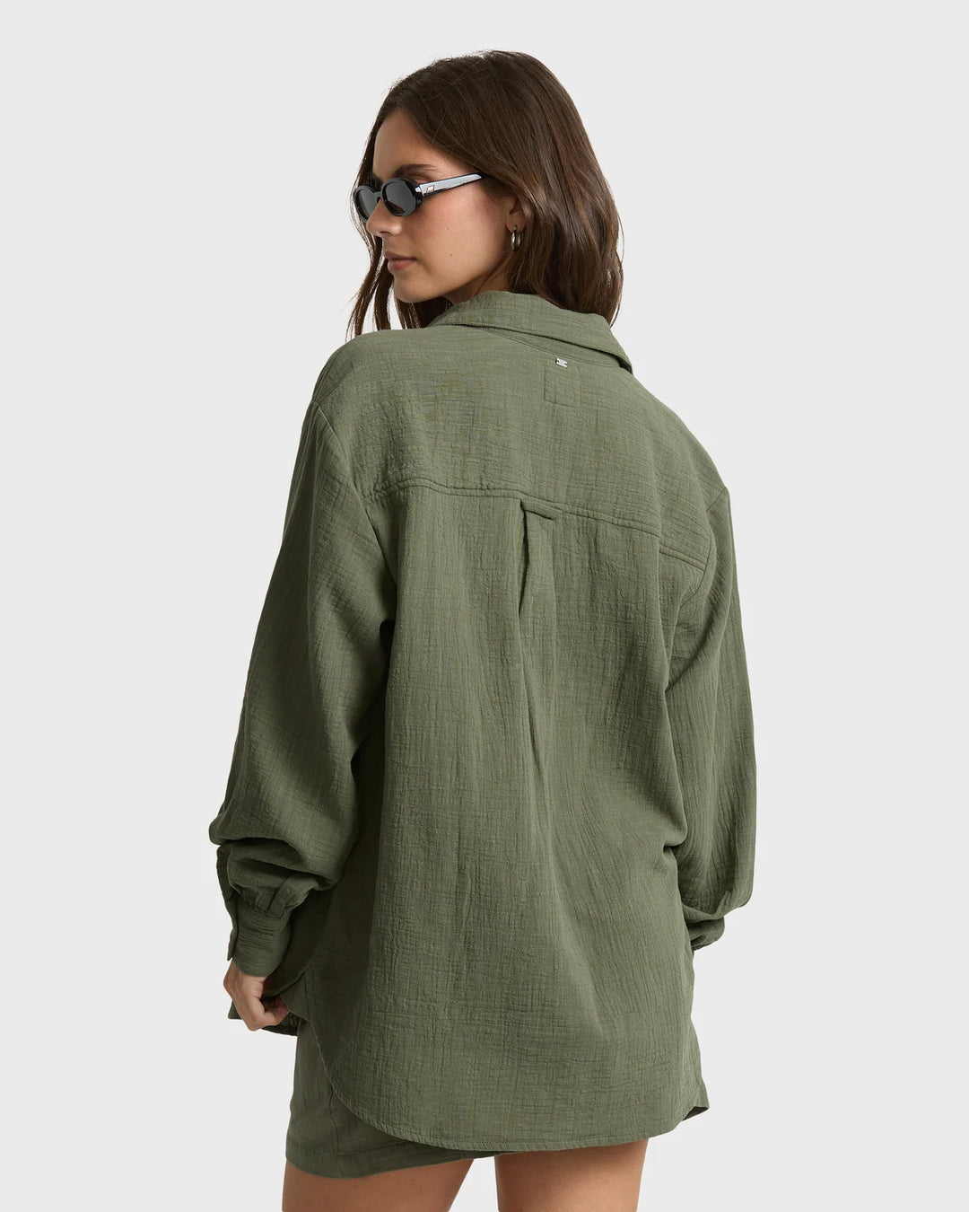 BILLABONG WANDERER SOLID LONG SLEEVE WOVEN TOP - CANTEEN (CQP0)
