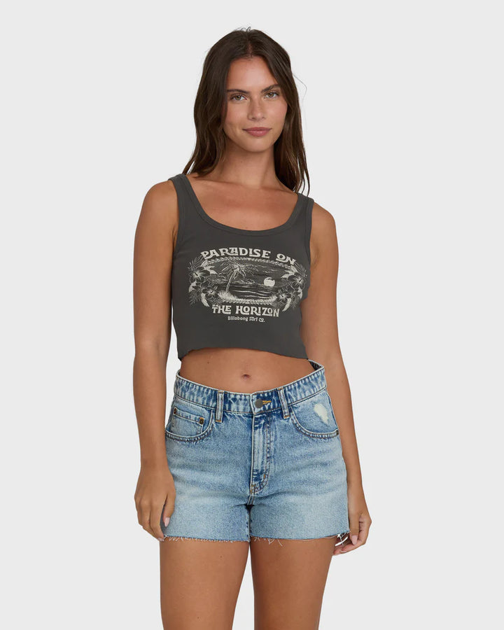 BILLABONG ALL DAY PARADISE WOMENS TANK TOP - OFF BLACK (OB1)