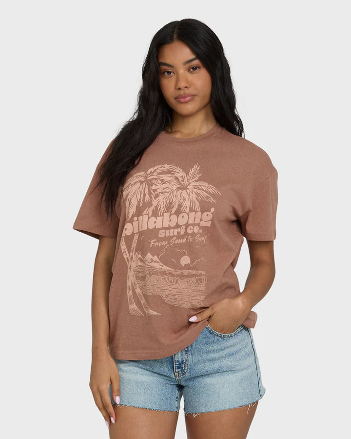 BILLABONG SAND TO SURF WOMENS TEE - BROWN (BRST)
