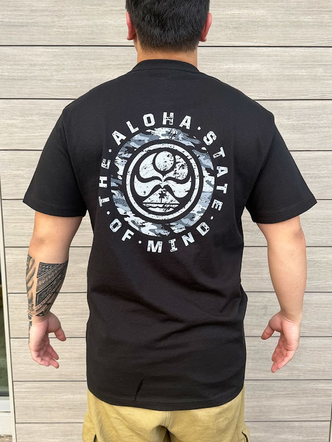 HIC CAMO ALOHA STATE CIRCLE TEE - BLACK