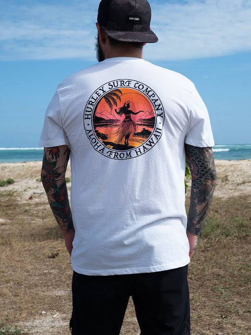 HURLEY CHASING WAVES TEE - WHITE (100)