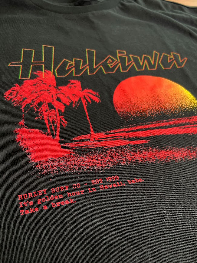 HURLEY OHANA HALEIWA WOMENS BF TEE - BLACK