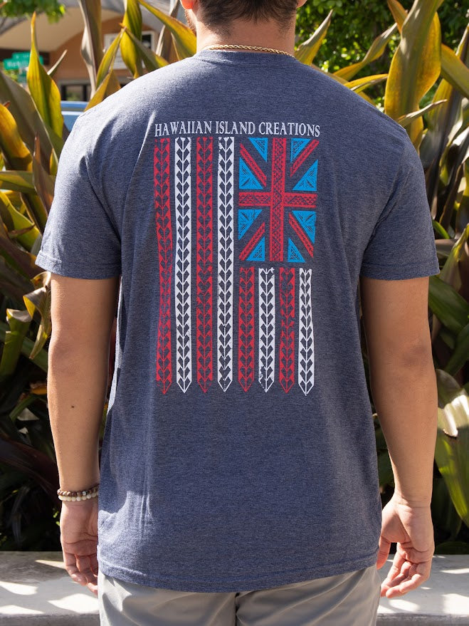 HIC IKAIKA FLAG TEE - HEATHER NAVY