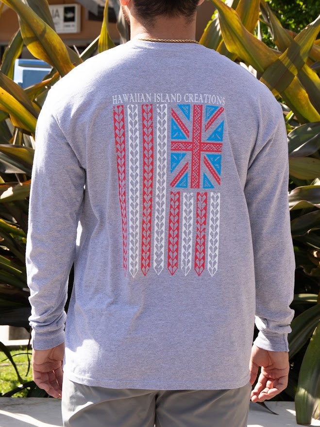 HIC IKAIKA FLAG LONG SLEEVE - HEATHER GREY