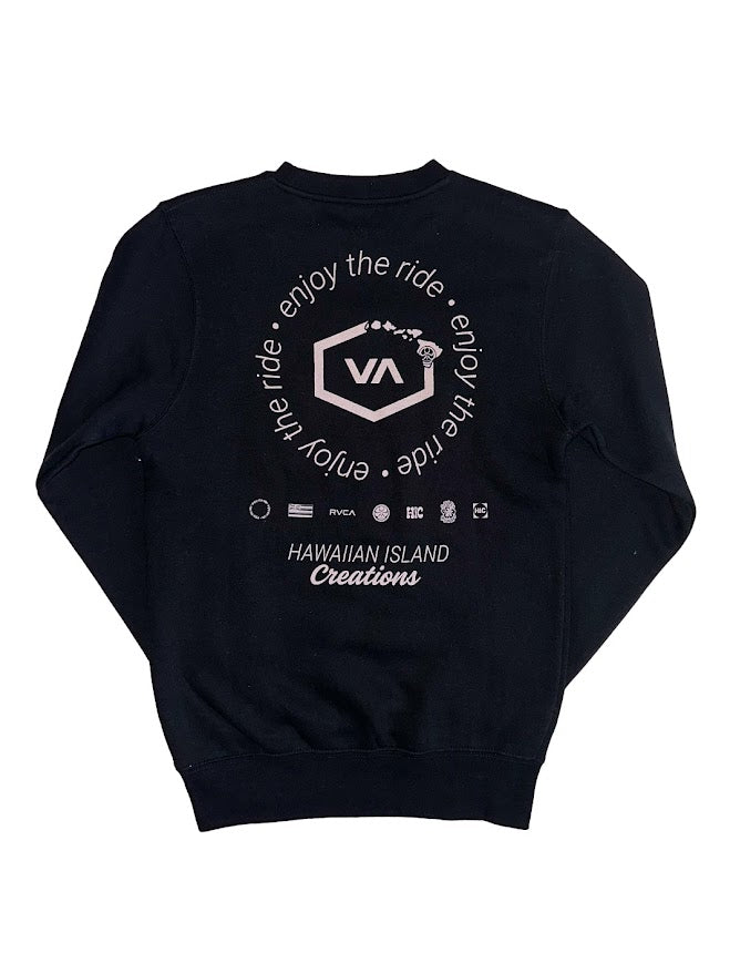 RVCA X HIC BAR LOGO WOMENS CREW FLEECE - BLACK