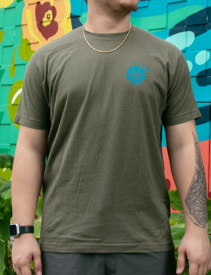 HIC HAWAII STATE ROOSTER BIG BRADDAH TEE - MILITARY GREEN