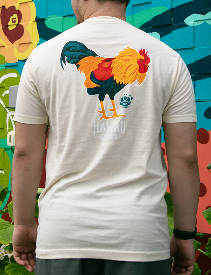 HIC HAWAII STATE ROOSTER BIG BRADDAH TEE - NATURAL