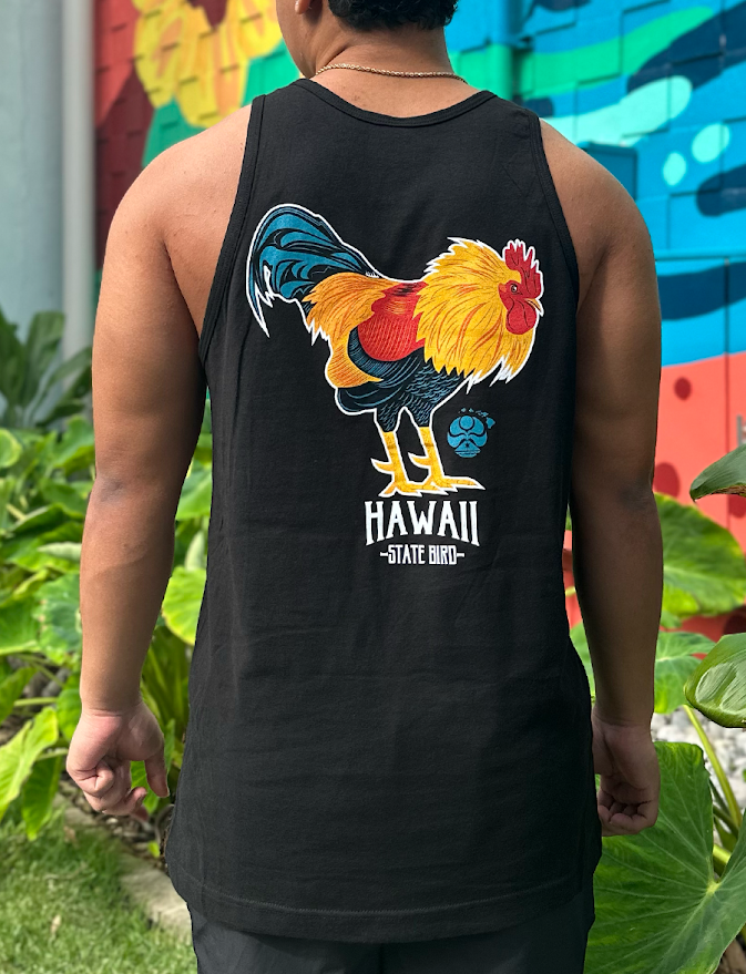 HIC HAWAII STATE ROOSTER TANK TOP - BLACK