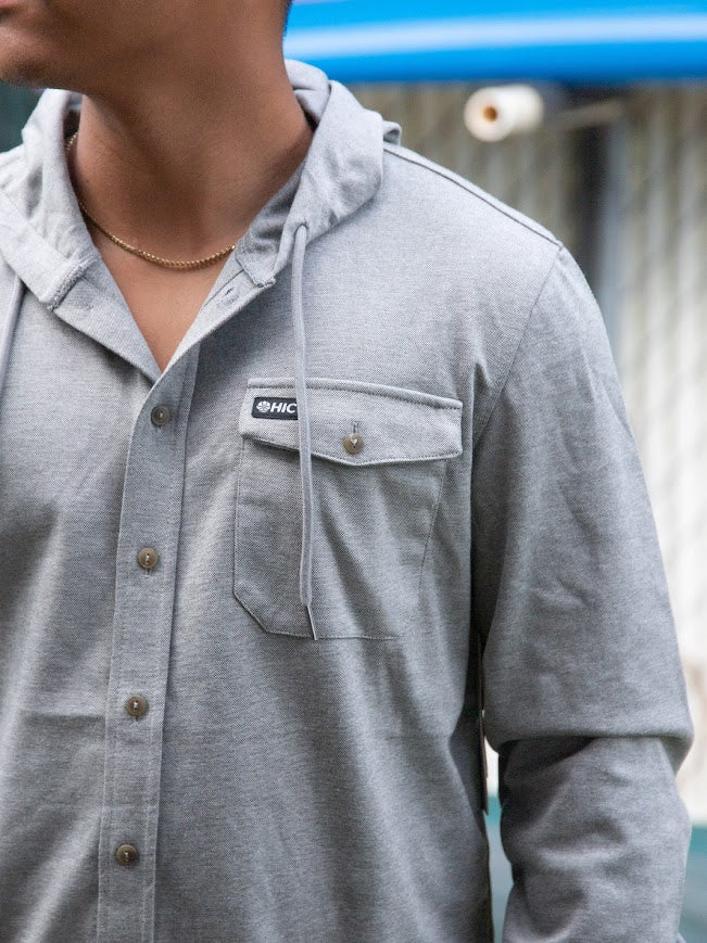 HIC PARSON LONG SLEEVE WOVEN SHIRT - HEATHER GRAY