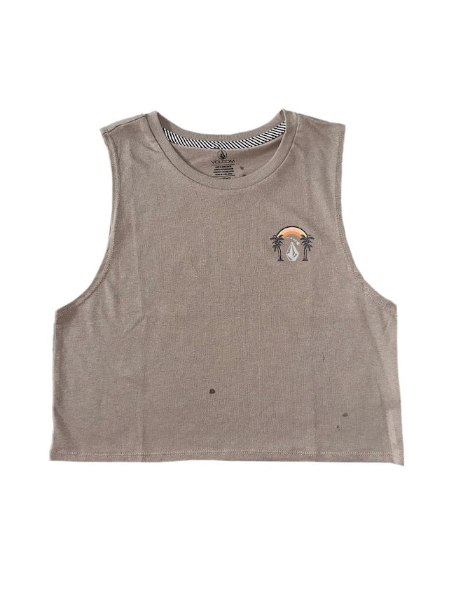 VOLCOM PALMY STORM CROP WOMENS TANK - TAN