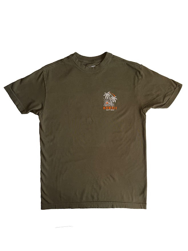 SALTY CREW ISLAND SUNSET TEE - DARK OLIVE