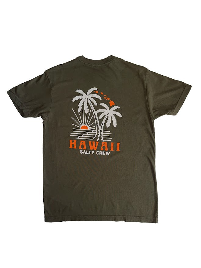 SALTY CREW ISLAND SUNSET TEE - DARK OLIVE