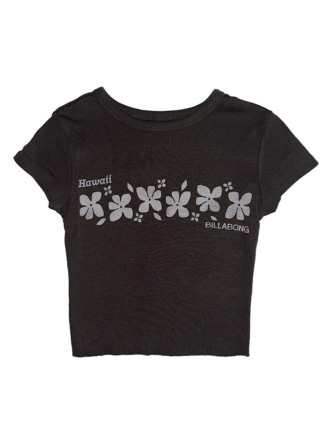 BILLABONG FLORAL PRESS HAWAII WOMENS TEE - BLACK