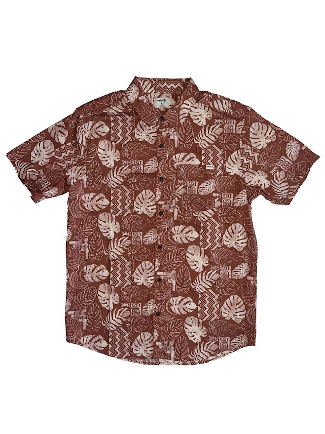 HURLEY OAO LIDO STRETCH BUTTON DOWN WOVEN SHIRT - BRICK RED