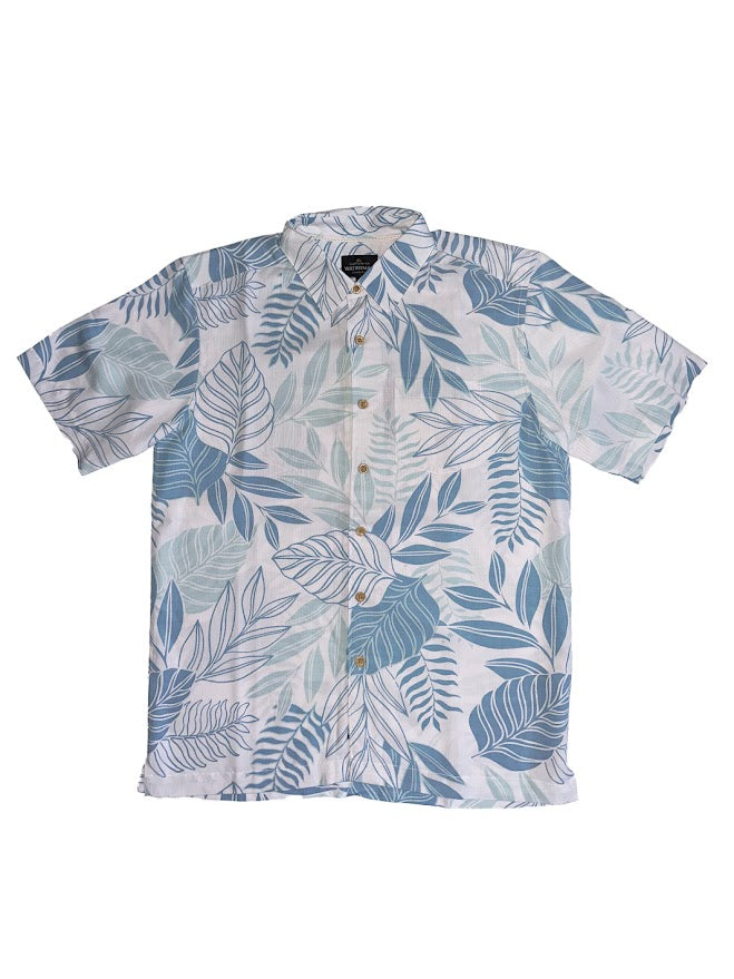 QUIKSILVER WATERMAN WHITE SANDS BUTTON DOWN WOVEN SHIRT - BLUE