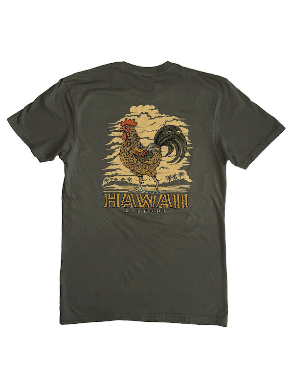 RIP CURL HAWAII ROOSTER TEE - MILITARY GREEN