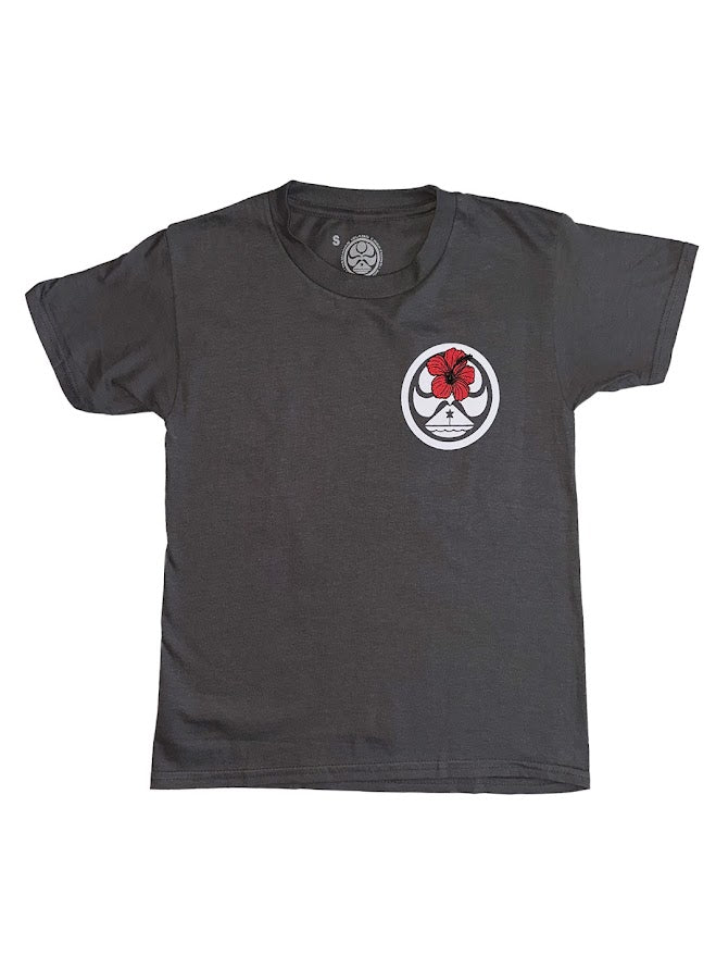 HIC HIBISCUS DOT YOUTH TEE - CHARCOAL
