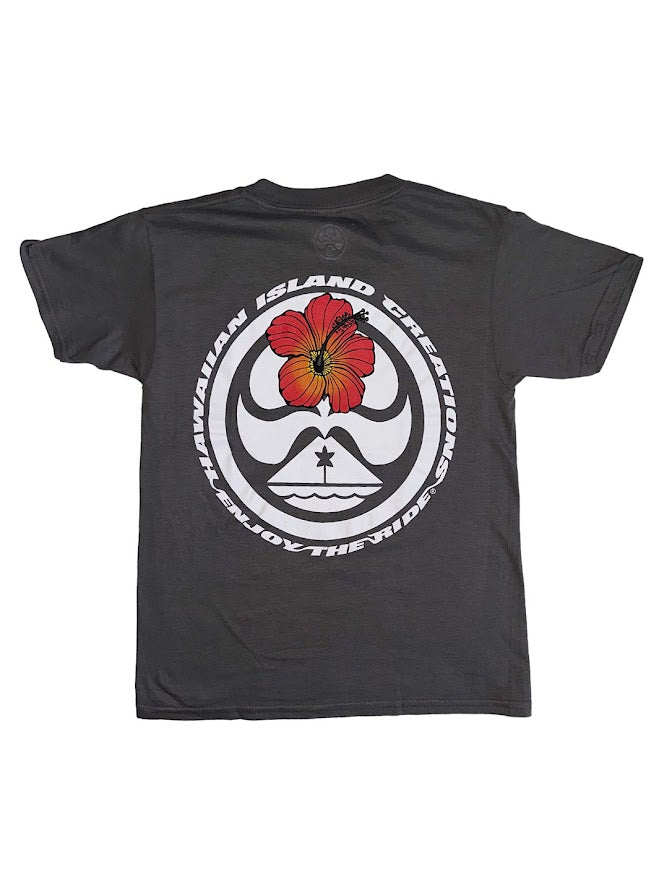 HIC HIBISCUS DOT YOUTH TEE - CHARCOAL