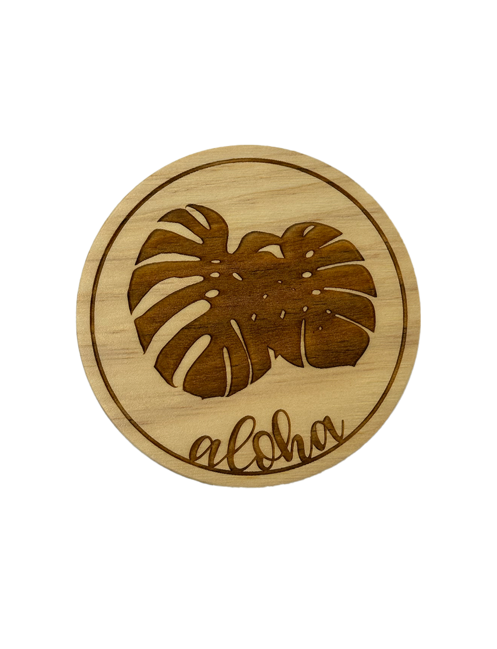 HIC Monstera Aloha Wood Coaster