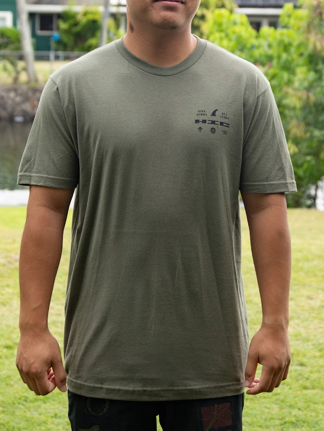 HIC ISLAND FIN BIG BRADDAH TEE - MILITARY GREEN