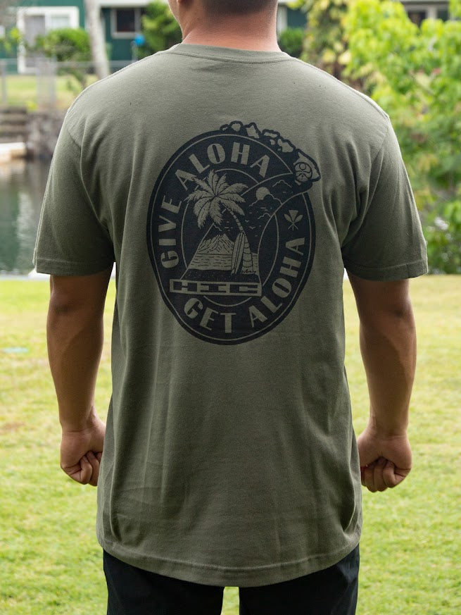 HIC ISLAND FIN BIG BRADDAH TEE - MILITARY GREEN