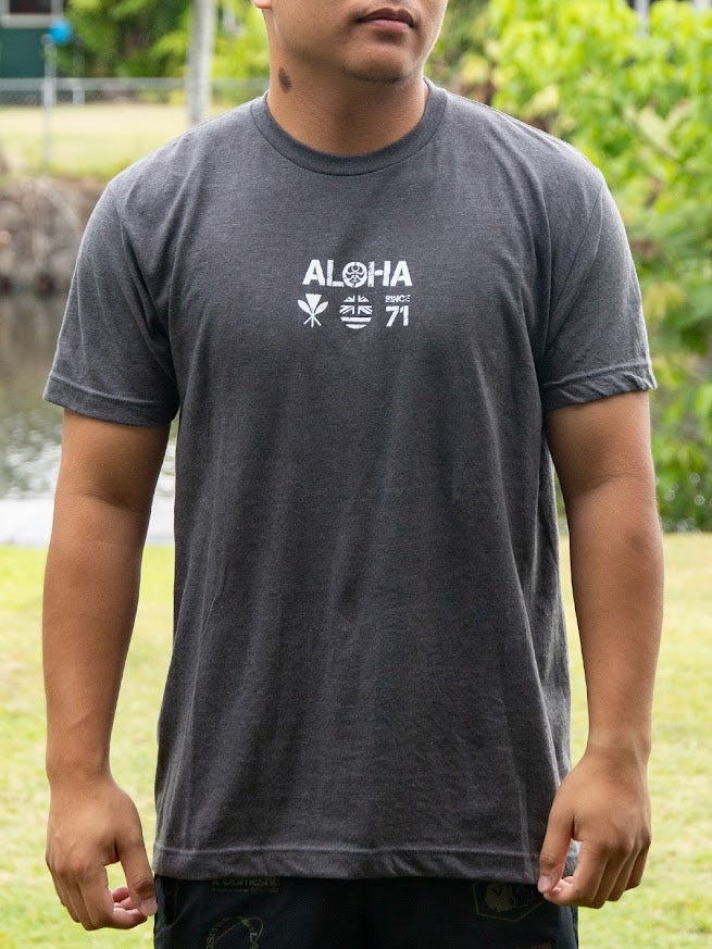 HIC SHAKA LEI BIG BRADDAH TEE - DARK HEATHER GRAY