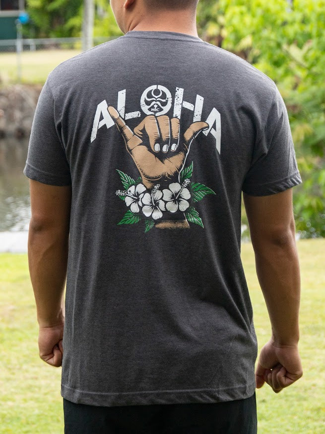 HIC SHAKA LEI BIG BRADDAH TEE - DARK HEATHER GRAY