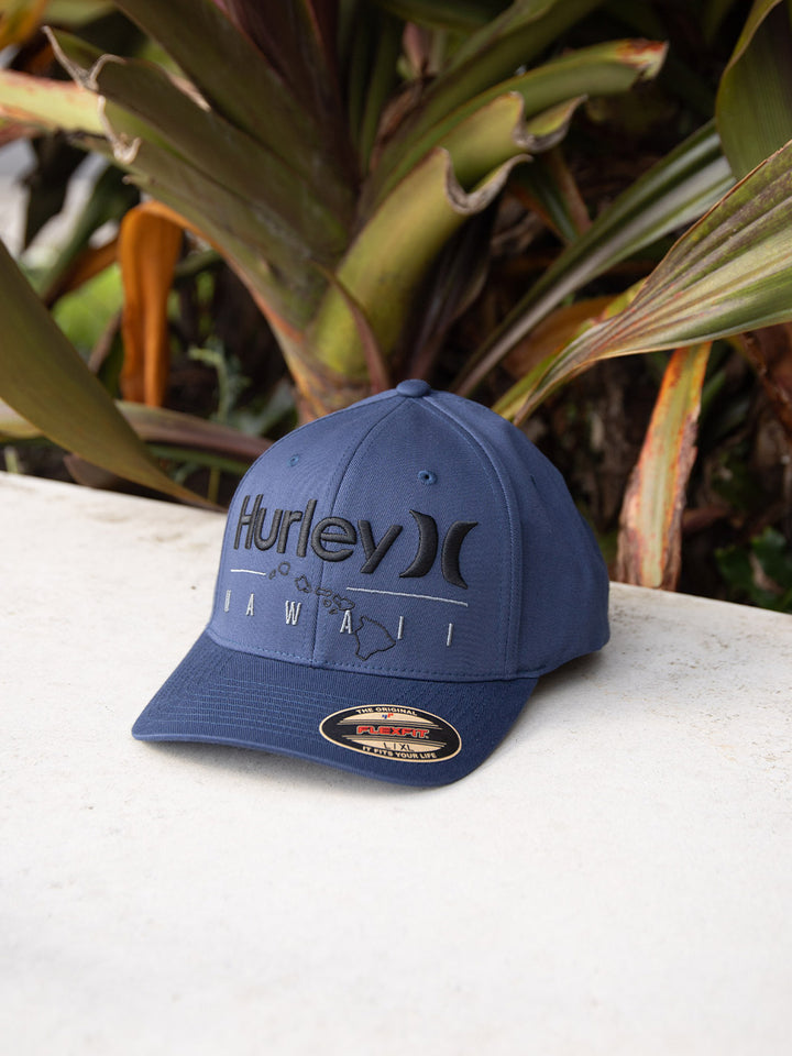 HURLEY HAWAII OUTLINE FLEX FIT HAT - BLUE (414)