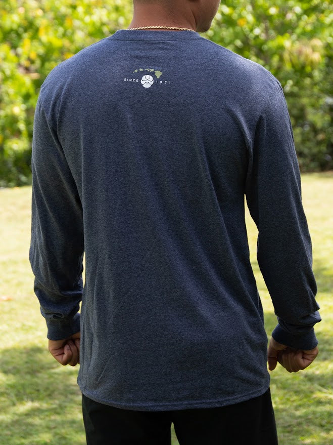 HIC ALOHA SINCE 71 LONG SLEEVE TEE - HEATHER NAVY