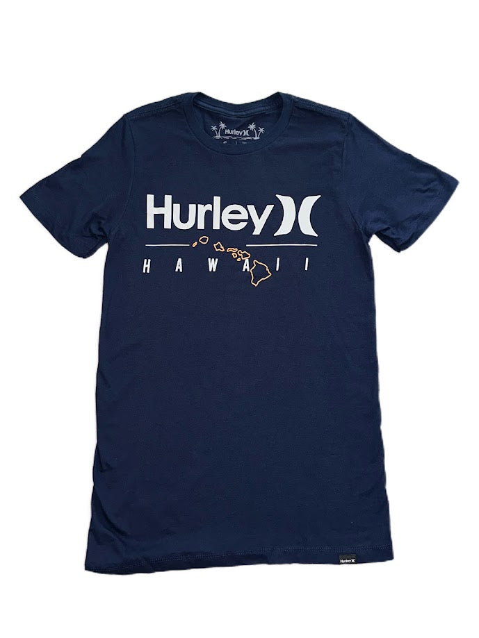 HURLEY EVD HAWAII OUTLINE TEE - NAVY BLUE