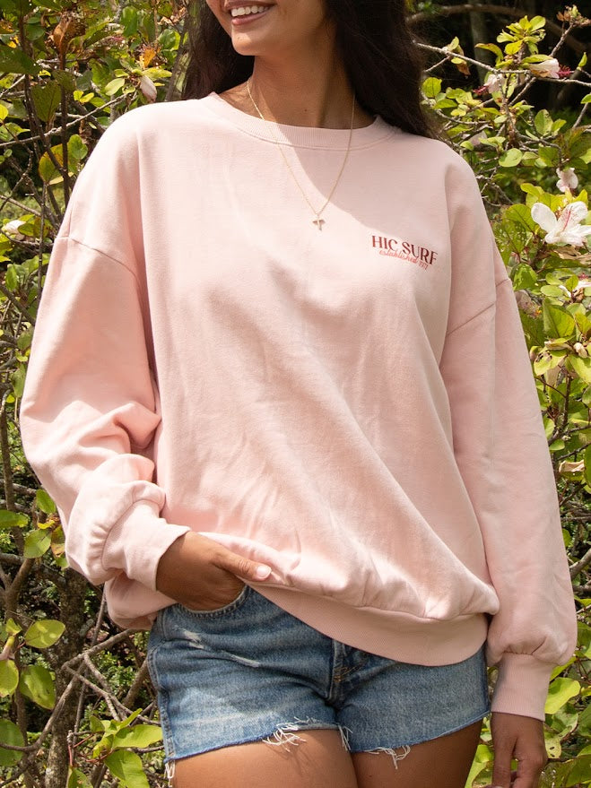 HIC LEI AALII WOMEN CREW FLEECE - PINK DREAM