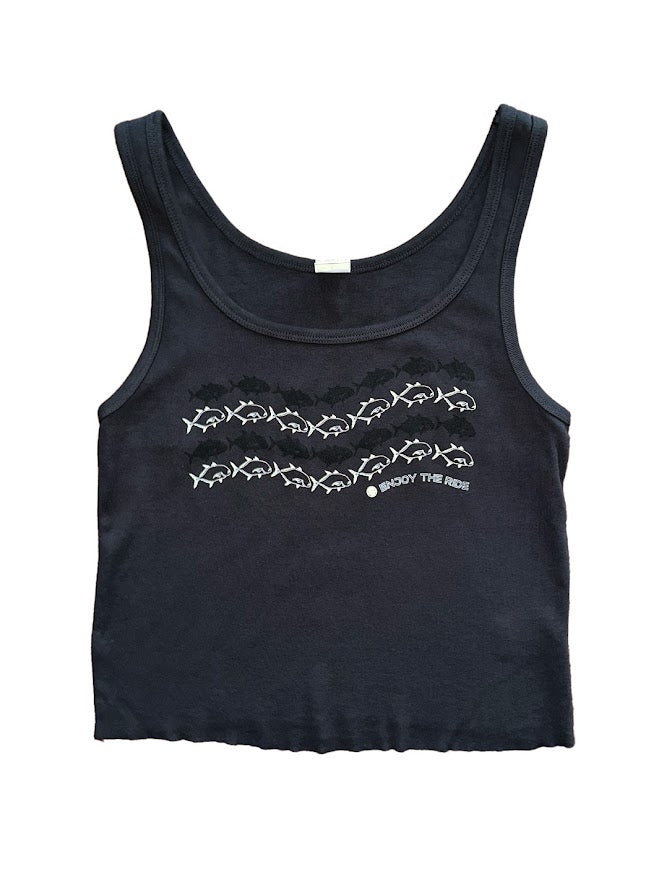 HIC PAPIO WAVE SUN TRIP WOMENS CROPPED TANK - BLACK