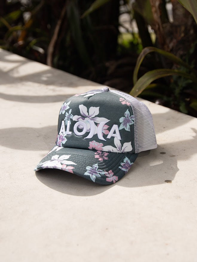 HURLEY ALOHA PRINT WOMENS TRUCKER - GRAY FLORAL