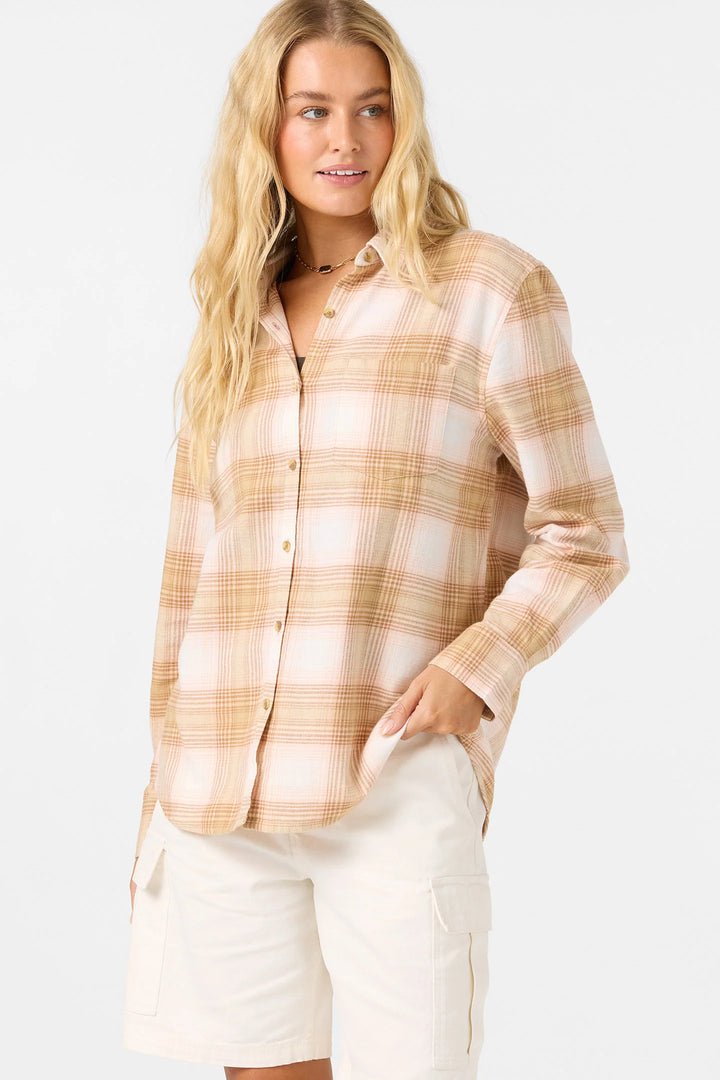 O'NEILL LOGAN FLANNEL WOMENS SHIRT - LIGHT PEACH (PCL)
