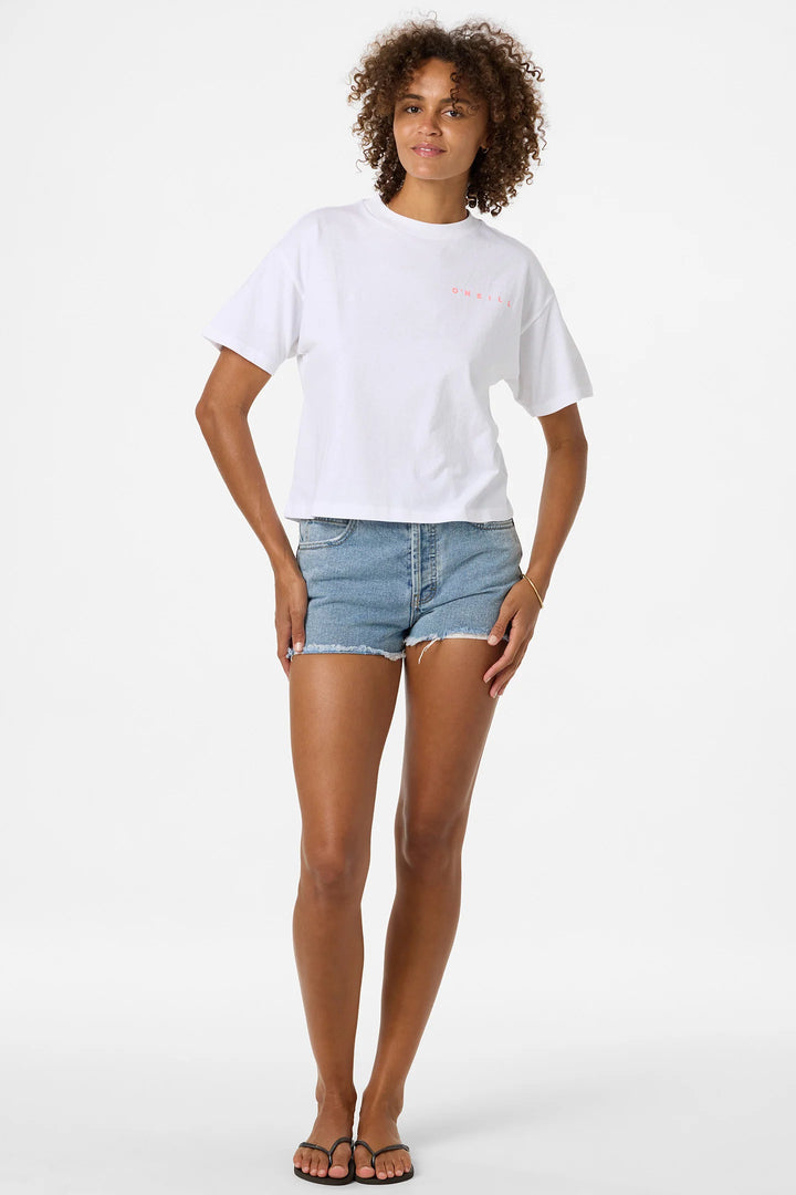 O'NEILL RIVI HAWAII WOMENS CROP EASY TEE - WHITE