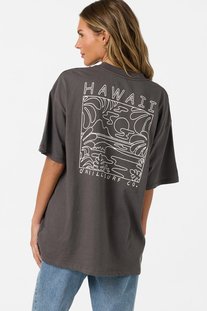 O'NEILL LINEAR SCAPE HAWAII OVERSIZED TEE - WASHED BLACK (FAD)