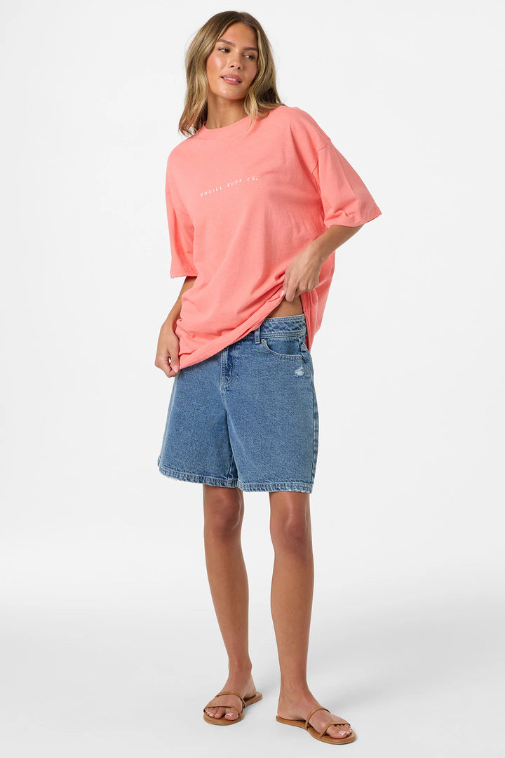 O'NEILL LINEAR SCAPE HAWAII OVERSIZED WOMENS TEE - PEACH (GPC)