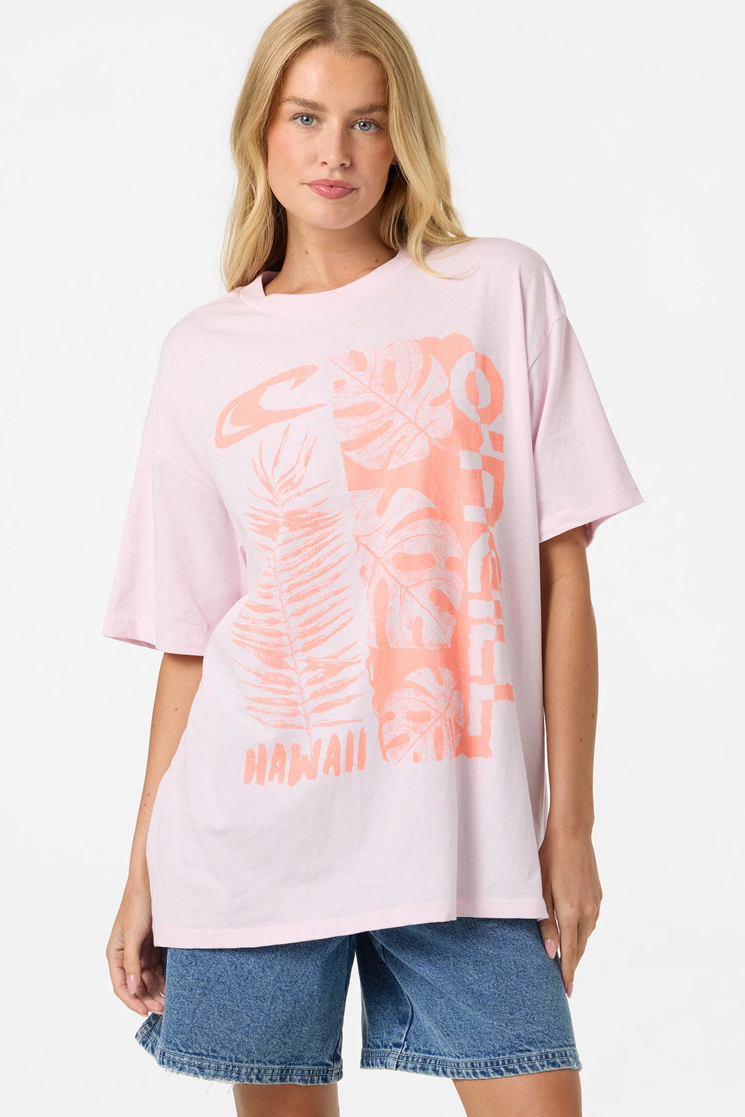 O'NEILL MONSTERA HAWAII WOMENS OVERSIZED TEE - PINK