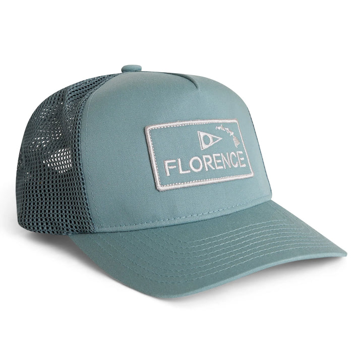 FLORENCE MARINE X ISLAND TRUCKER HAT - SEA BLUE