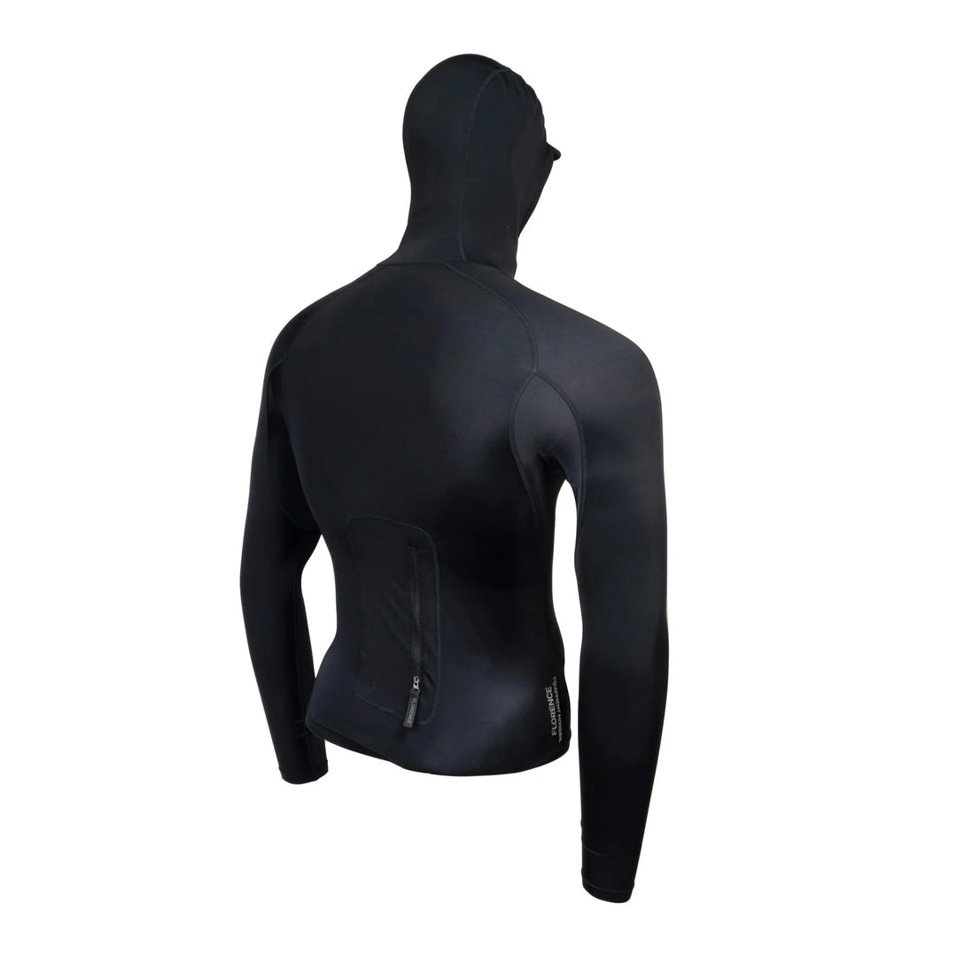 FLORENCE MARINE X UTILITY POCKET LONG SLEEVE HOODED RASHGUARD - BLACK