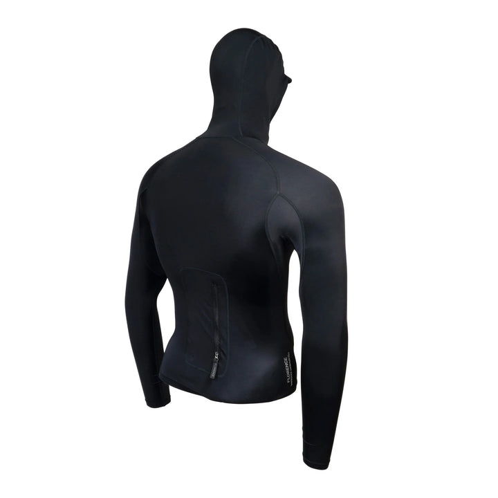 FLORENCE MARINE X UTILITY POCKET LONG SLEEVE HOODED RASHGUARD - BLACK