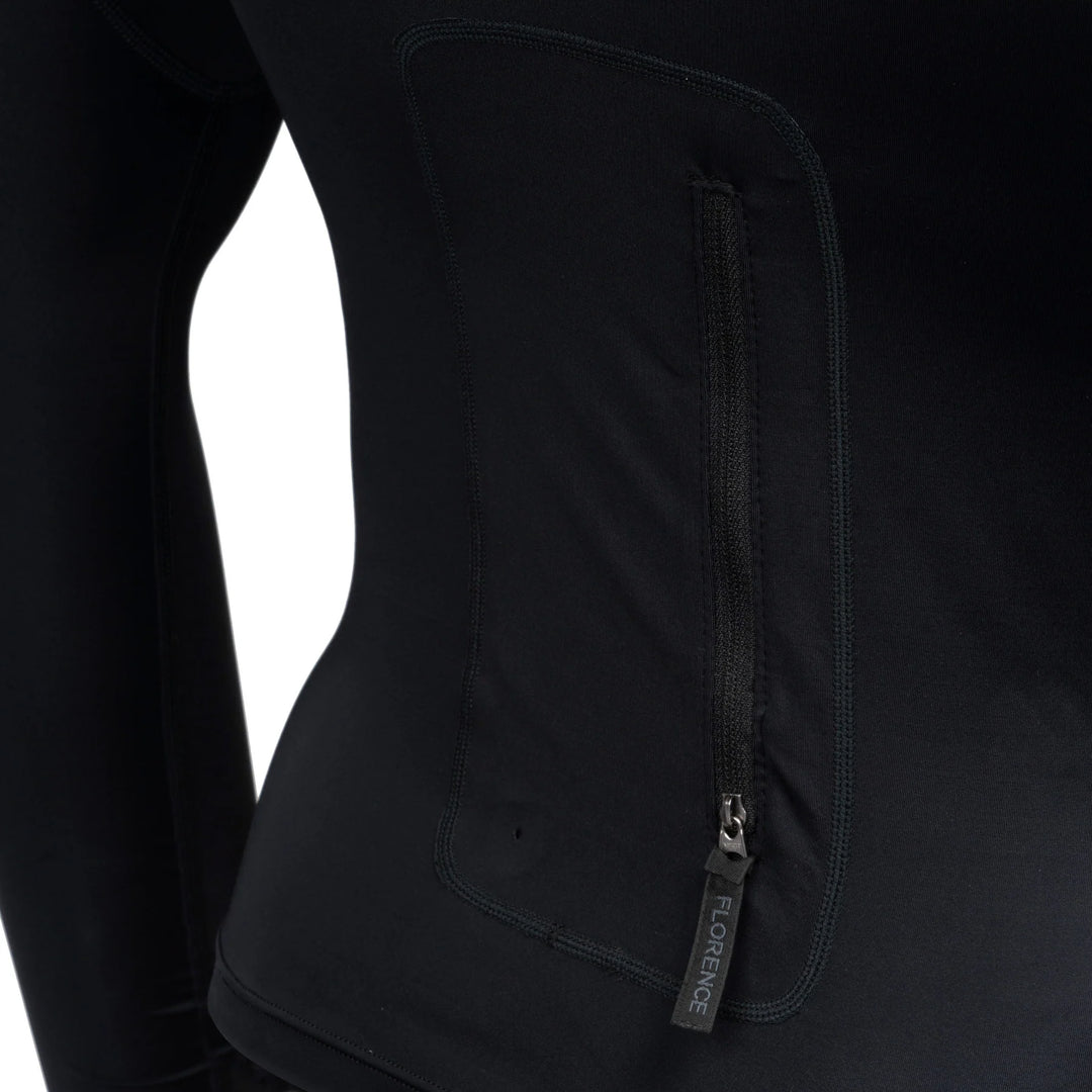 FLORENCE MARINE X UTILITY POCKET LONG SLEEVE HOODED RASHGUARD- BLACK