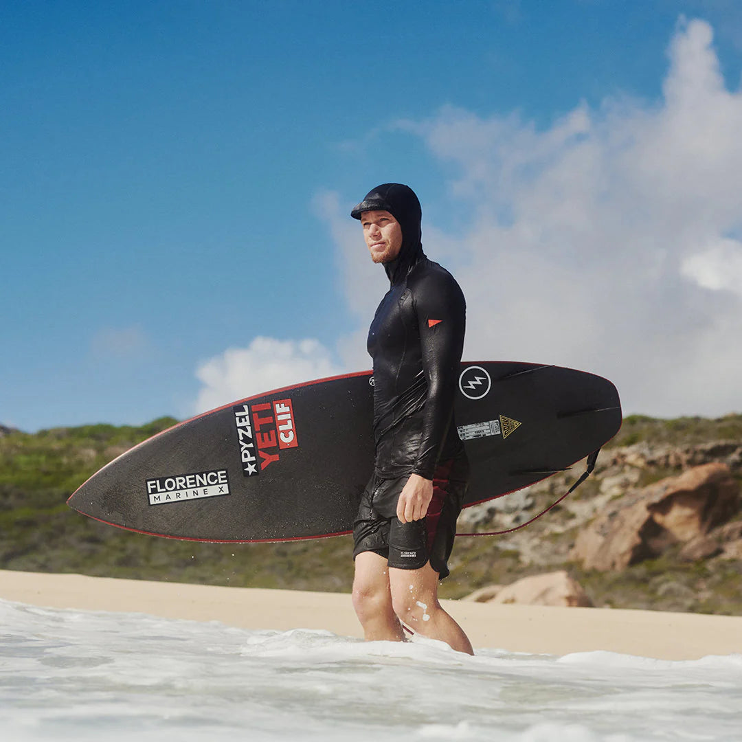 FLORENCE MARINE X STANDARD ISSUE LONG SLEEVE HOODED RASHGUARD - BLACK