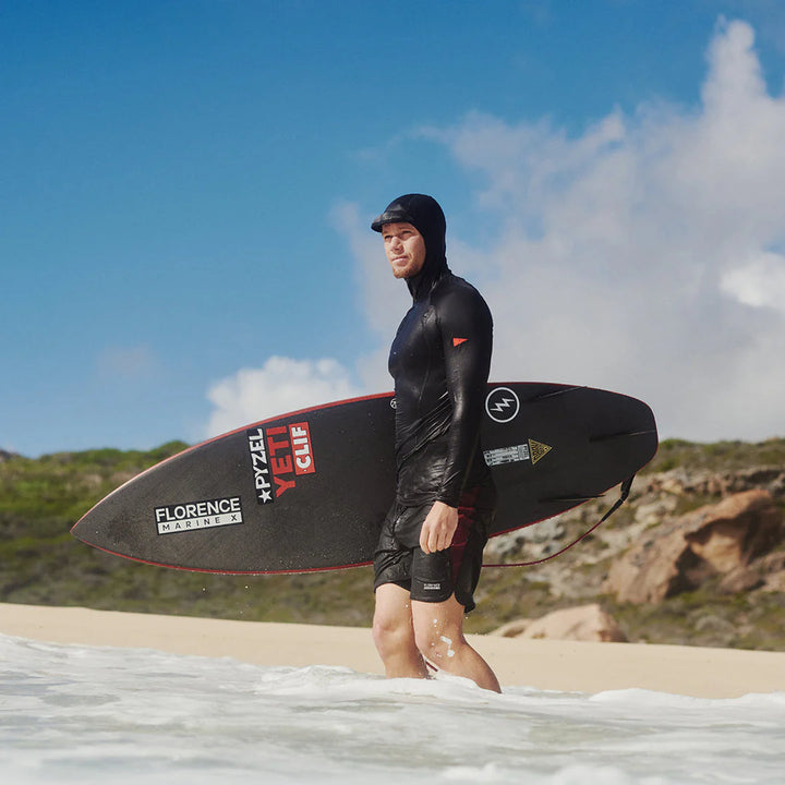 FLORENCE MARINE X STANDARD ISSUE LONG SLEEVE HOODED RASHGUARD - BLACK