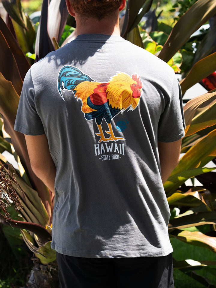 HIC HI STATE ROOSTER BIG BRADDAH TEE - CHARCOAL